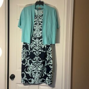 Dressbarn Mint Green and Blue dress with Jacket